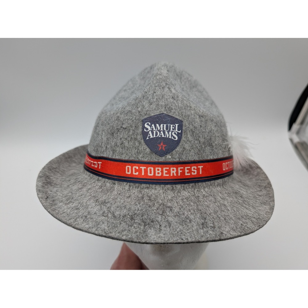 Samuel Adams Octoberfest Gray Alpine Fedora Hat Beer Promo Feathers Gray Felt